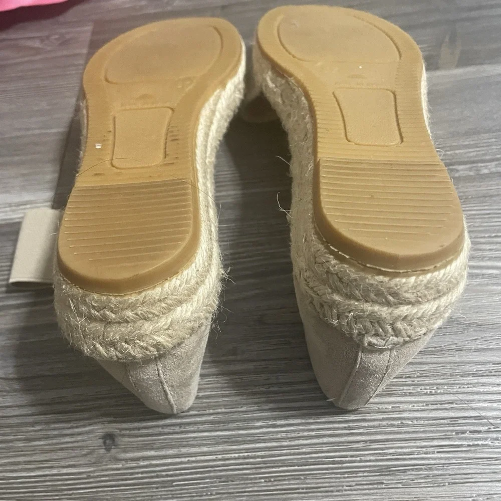 KANNA Spain Womens Sz 37 (US 6.5-7) Beige Suede Elastic Band Espadrilles Summer
